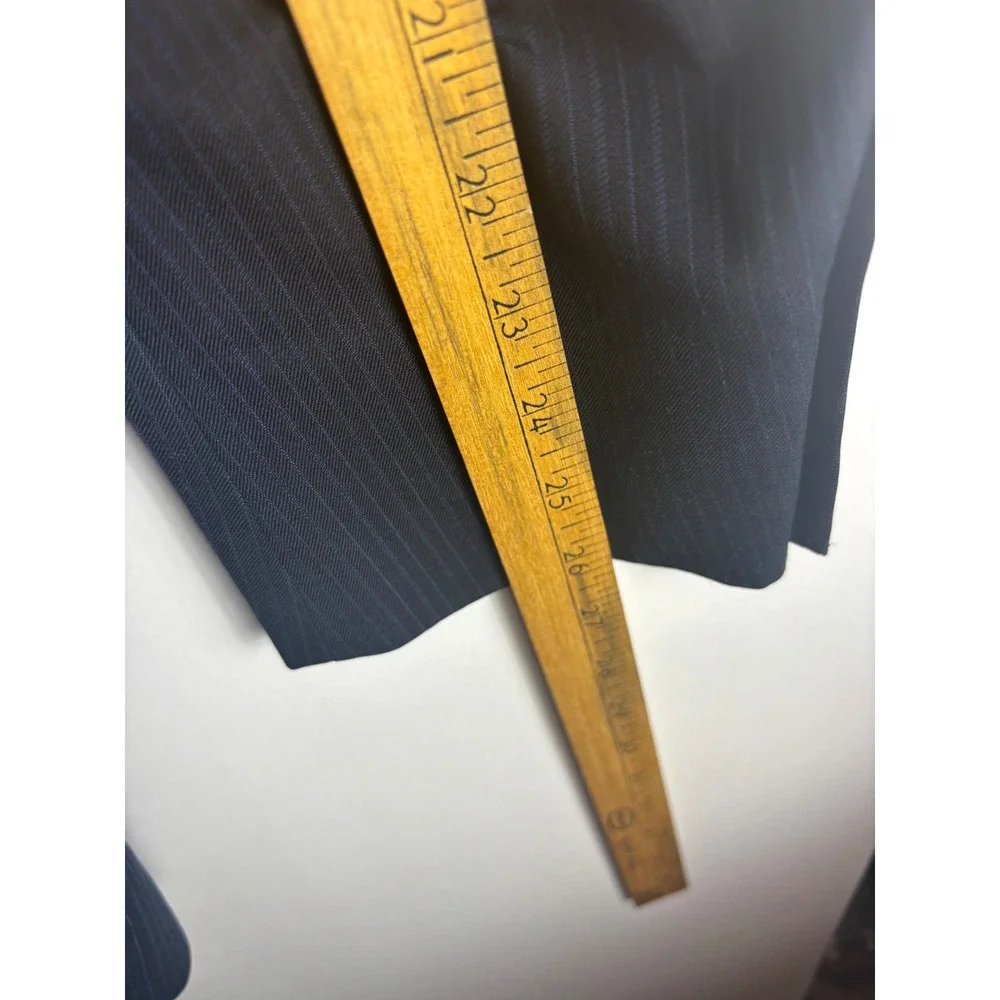 Hickey Freeman Mens 42L Navy Blue Pinstripe 100% Wool 2-Button Blazer Sport Coat